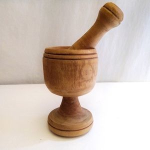 Handmade vintage wooden mortar and pestle 6"